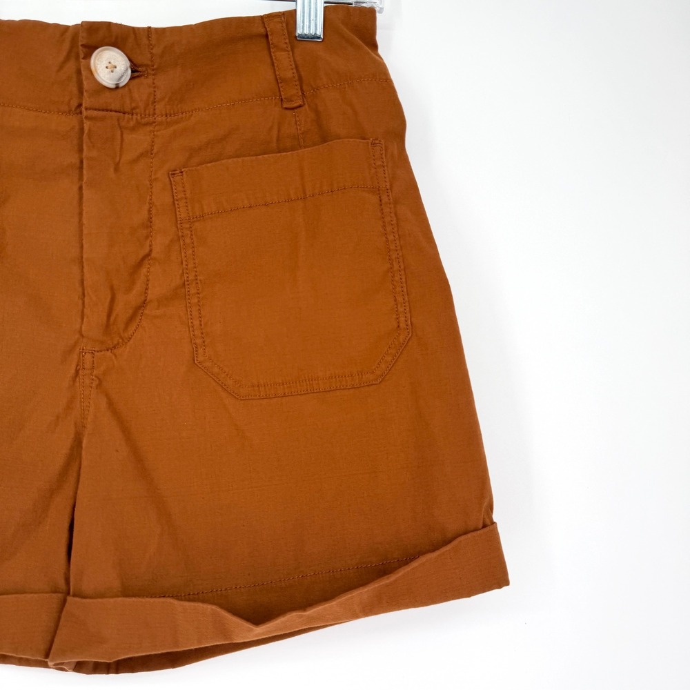 Anthropologie Megan Cargo Utility Shorts Brown High Rise Linen Blend Pockets 29 - Picture 8 of 14